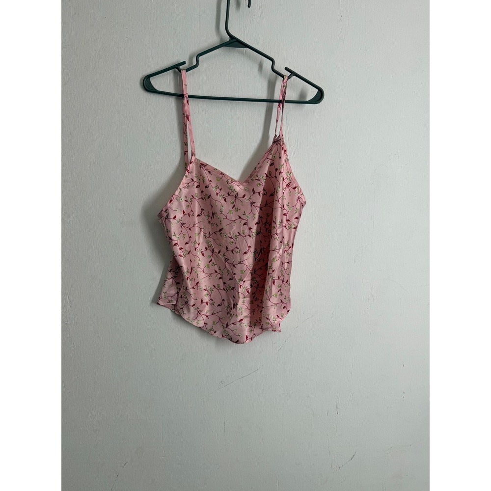 Secret Treasures Pink Floral Satin Camisole Top Adjustable Straps Medium 220251